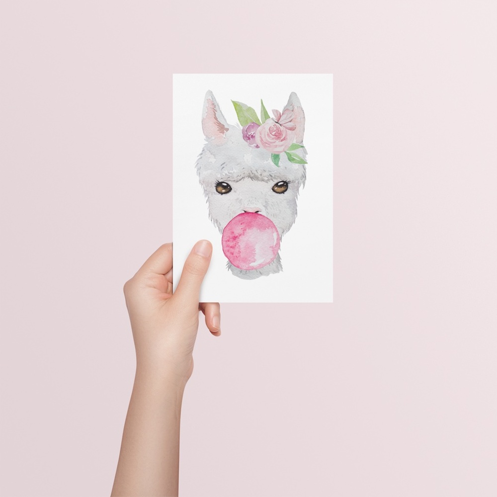 Cute Llama Nursery Decor Wall Art Watercolor Illustration Print Poster Unframed - Picture 5 of 7